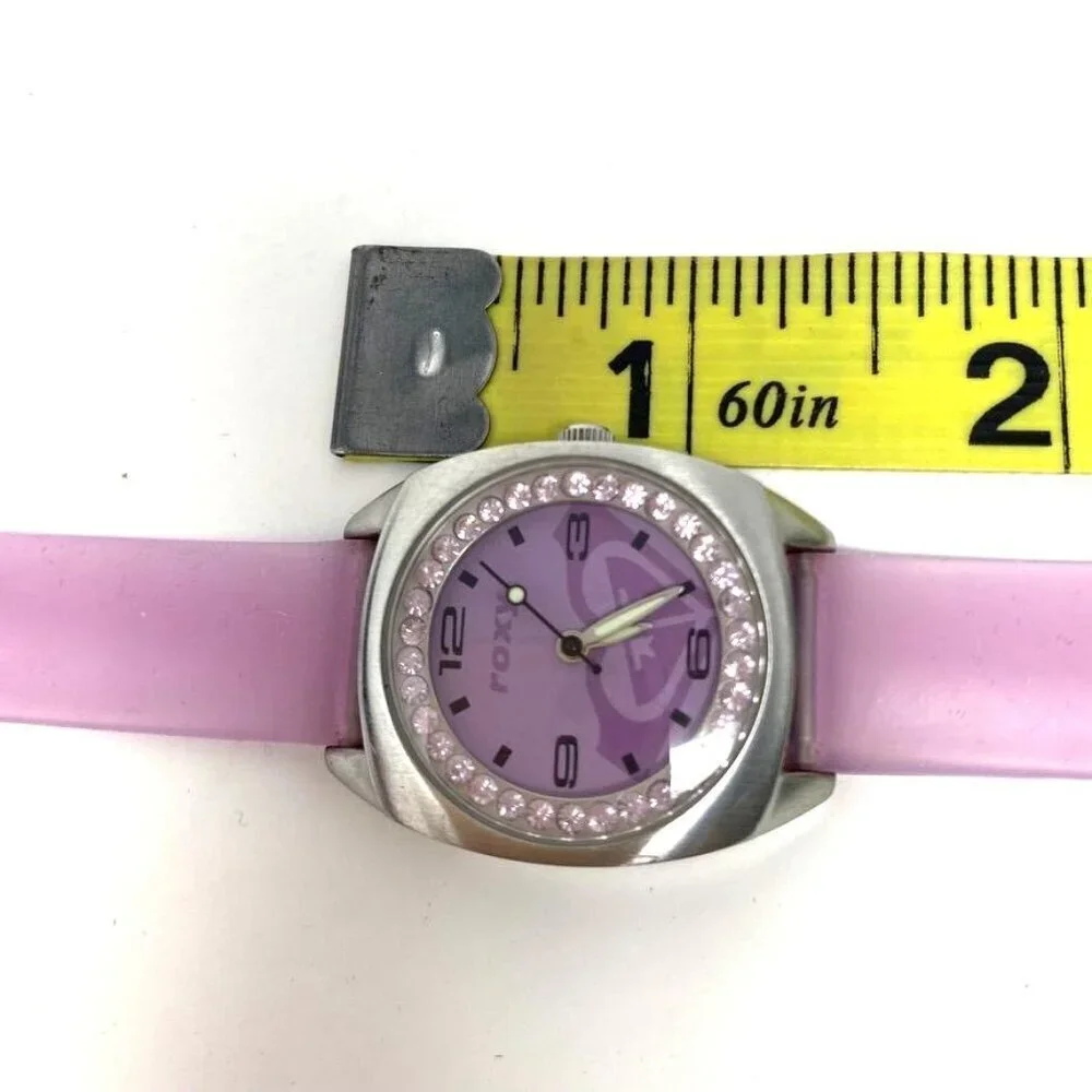 Roxy Girls Watch Silicone Band Purple Face Crystal Bezel Stainless Steel Case